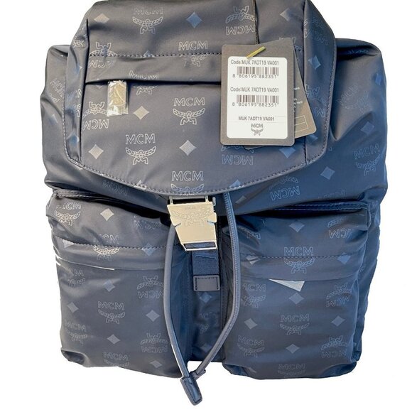 MCM Dieter Navy Blue Nylon Visetos Backpack - Picture 2 of 9